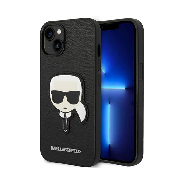 Karl Lagerfeld чехол для iPhone 14 Saffiano Karl's Head (черный) KLHCP14SSAPKHK