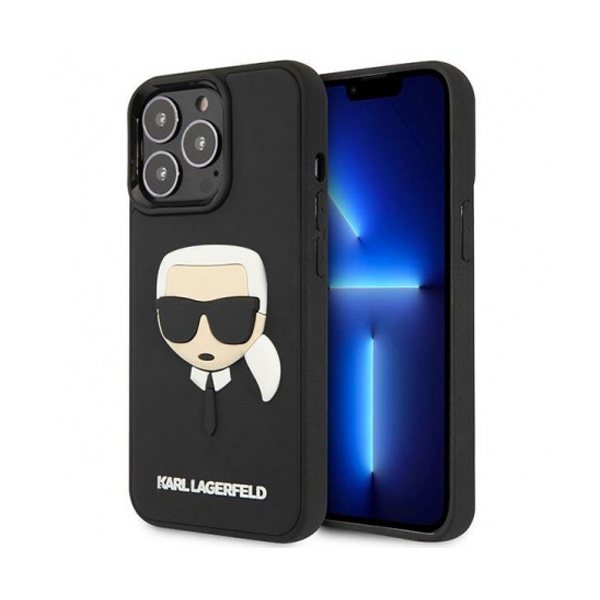 Karl Lagerfeld чехол для iPhone 14 Pro 3D Rubber Karl Head (черный) KLHCP14LKH3DBK