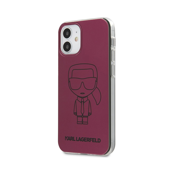 Lagerfeld чехол для iPhone 12 Mini PC/TPU Ikonik outlines Metallic eff (розовый) KLHCP12SPCUMIKPI