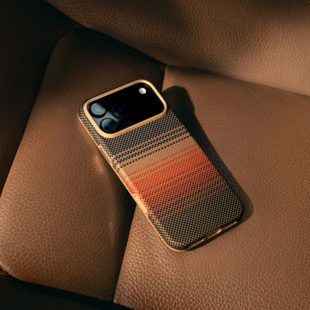 Pitaka чехол для iPhone 17 Pro Aramid UltraGuard Case Sunset MagSafe (красный)