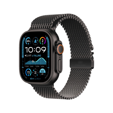 Apple Watch Ultra 2 49mm, черный, Titanium Milanese Loop M черный ремешок