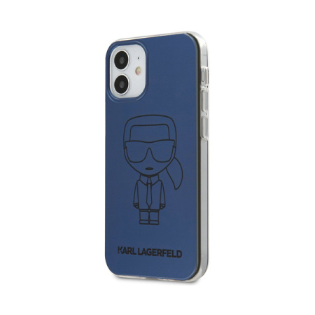 Lagerfeld чехол для iPhone 12 Mini PC/TPU Ikonik outlines Metallic eff (синий) KLHCP12SPCUMIKBL