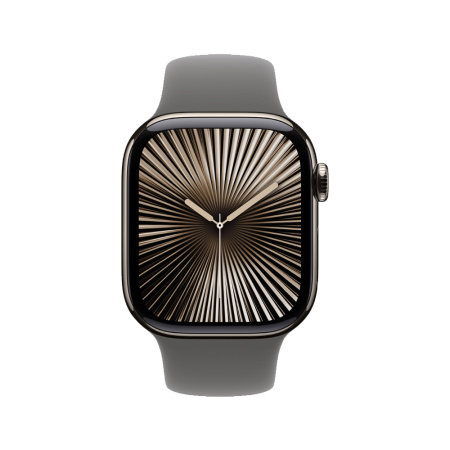 Apple Watch 10 46mm, титан, натуральный, спортивный серый ремешок M/L