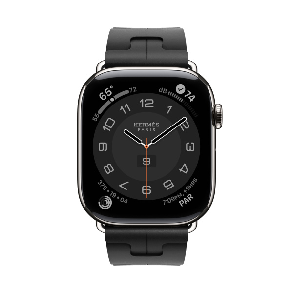 Apple Watch 10 46 Hermes, титан, черный силиконовый ремешок Kilim Single Tour Noir