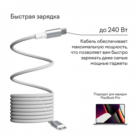 Magssory кабель Type-C/Type-C Link С 240W 2.4м (белый) CBL021w