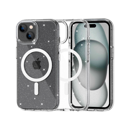 Tech-protect чехол для iPhone 15 Plus Flexair Hybrid MagSafe (прозрачный/блестящий) 9490713936412