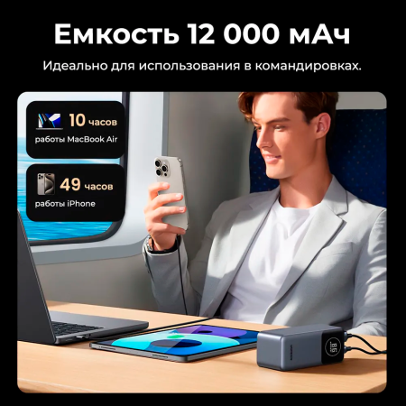 Ugreen внешний аккумулятор PB724 100W 12000mAh (серый) 35526B