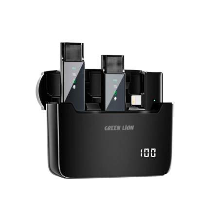 Green Lion петличный микрофон Digital Display (2 шт.) беспроводной Lightning (черный) GN2IN1DDMLTBK