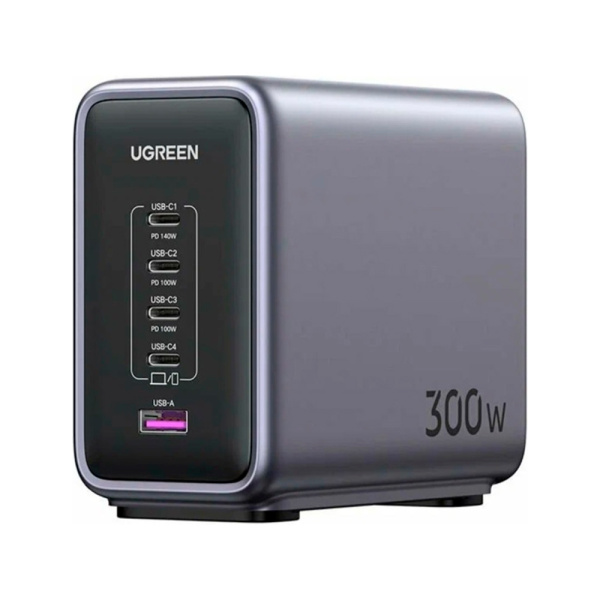 Ugreen СЗУ CD333 300W 4x Type-C + USB A (серый) 90903B