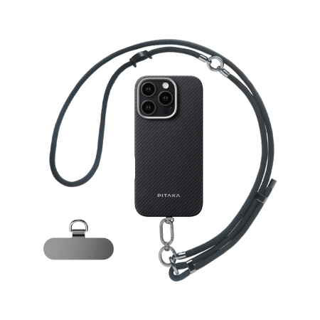 Pitaka чехол для iPhone 16 Pro Max Ultra-Slim Case 600D + ремешок Strap MagSafe (черный)