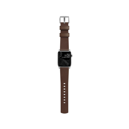 Nomad ремешок кожаный Modern Strap (Silver) 46/49 мм (коричневый) NM1A4RSM00