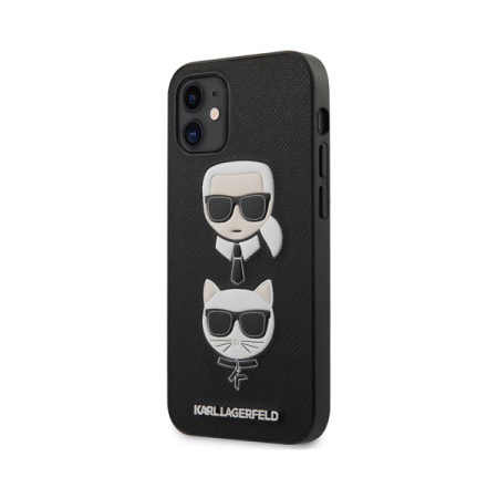 Lagerfeld чехол для iPhone 12 Mini PU Saffiano Karl and Choupette Hard (черный) KLHCP12SSAKICKCBK