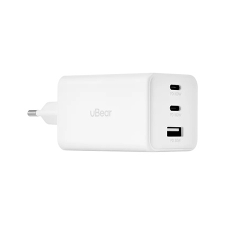 uBear СЗУ Wall charger Bridge GaN 100W 2х Type-C + USB A (белый) WC29WHPD100-ACC