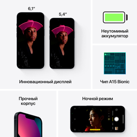 Apple iPhone 13 128 ГБ «Тёмная ночь» (без RuStore)