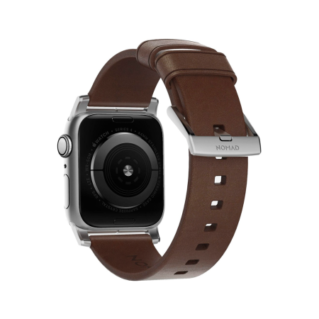 Nomad ремешок кожаный Modern Strap (Silver) 46/49 мм (коричневый) NM1A4RSM00