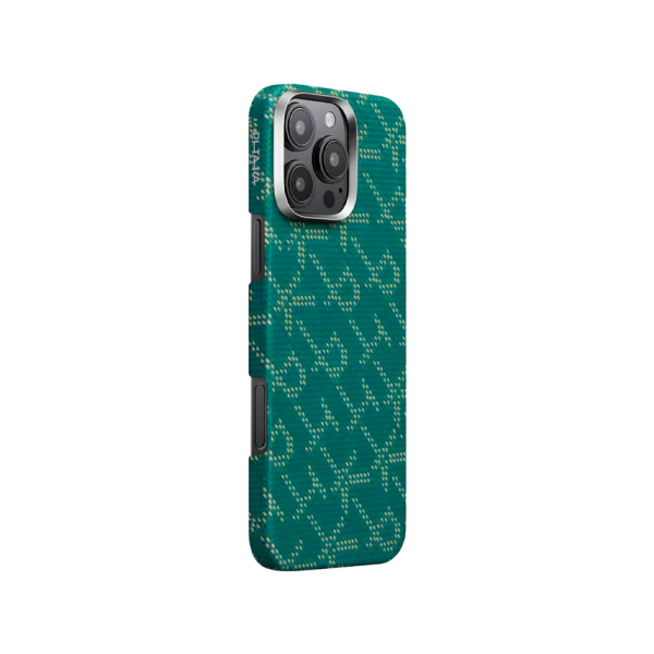 Pitaka чехол для iPhone 16 Pro Tactile Woven Case Monogram MagSafe (зеленый/золотой) KI1601PTK