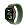 Apple Watch Ultra 3 49mm, черный, Trail Loop S/M зеленый ремешок
