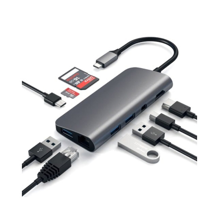 Satechi хаб Aluminum Type-C Multimedia Adapter (серый) ST-TCMM8PAM