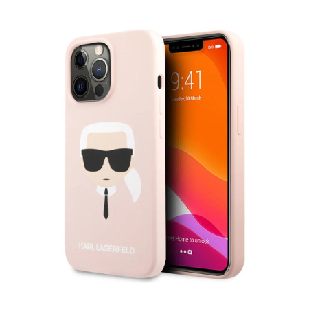 Lagerfeld чехол для iPhone 13 Pro Liquid silicone Karl's Head Hard (розовый) KLHCP13LSLKHLP