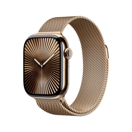 Apple Watch 10 46mm, титан, золотой, миланская золотая петля S/M