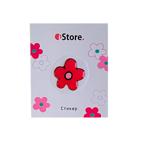 Стикер "Цветок пятилистник с обводкой" (красный)