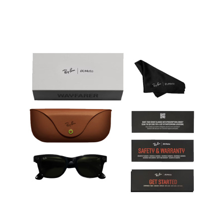 Ray-Ban экшн камера-очки Wayfarer M (Матовая черная оправа/Зеленые линзы хамелеон) (черный) 601SM150