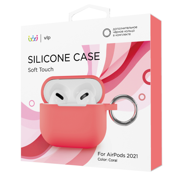 VLP чехол для AirPods 3 силиконовый Soft Touch с кольцом (темно-красный) vlp-SCAP4-25MS